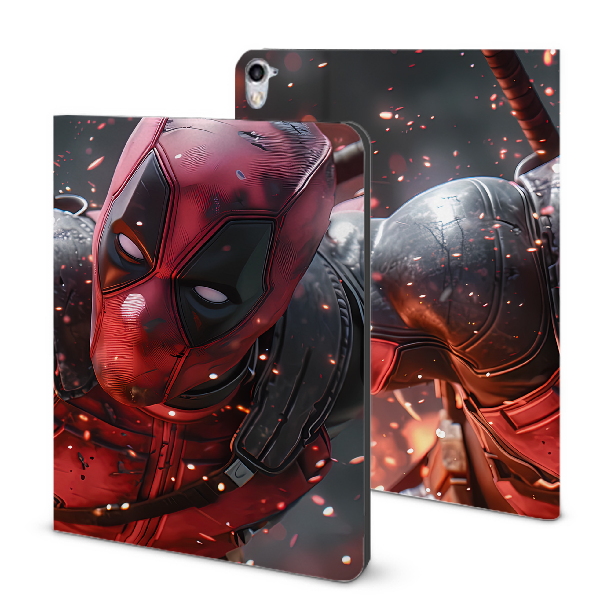 （画像用） Deadpool デッドプール IPad ケース ブック型 PUレザー TPU 耐衝撃 軽量 薄型 ペン収納なし 全面保護 IPad 各モデル対応